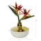 14" Bird of Paradise Artificial Arrangement in Gold and Cream Elegant Vase